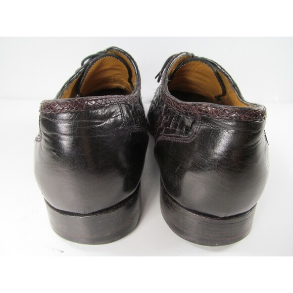 Dino Monti Ante Vintage Mens Black Leather Woven Lace Up Oxfords Size US 9 D - Picture 4 of 12